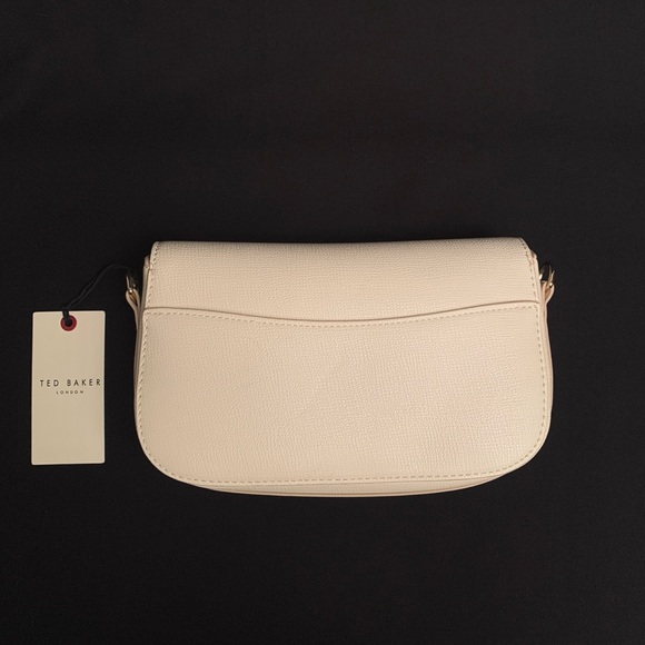 TED BAKER LONDON Rory Leather Shoulder Bag w/ Rose Rivet Strap NWT Ivory White - Picture 6 of 10